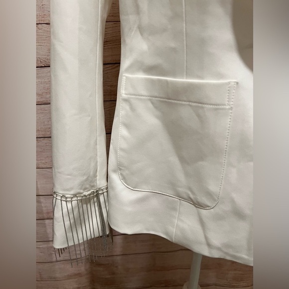 Athena Women’s open back silver chain white blazer jacket size small. - Picture 12 of 15